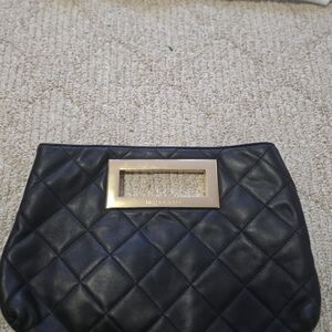 Michael KORS Black Quilted Clutch with Gold Accent